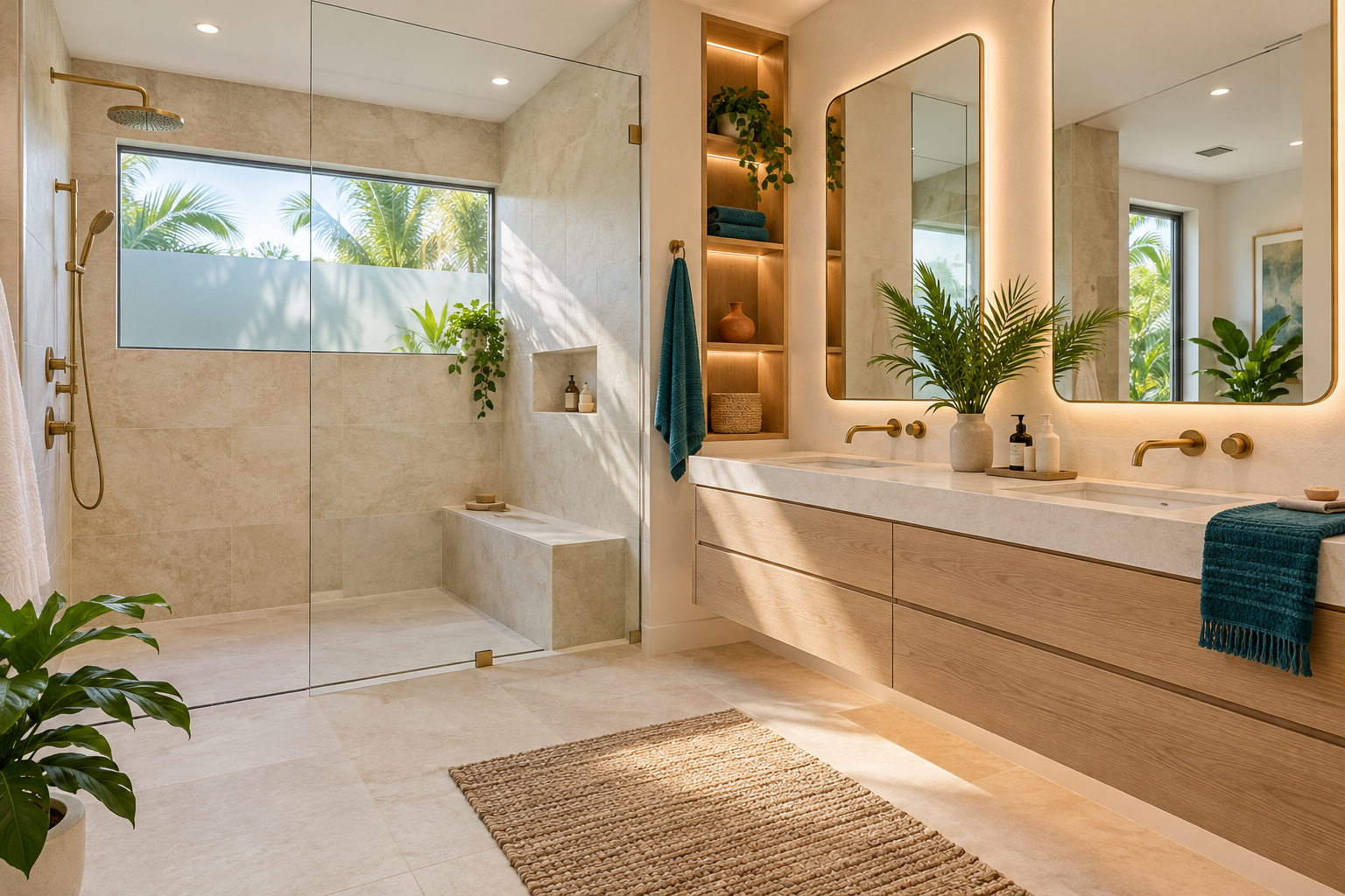 Modern bathroom design concept with clean finishes